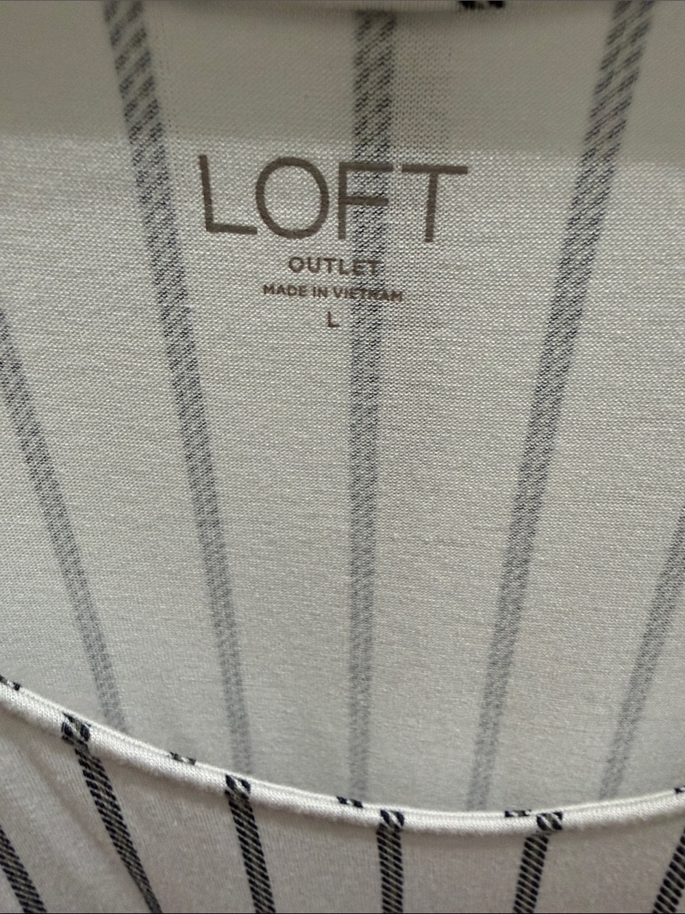 LOFT White Tank Top with Black Vertical Stripes and Front Tie - Picture 3 of 3